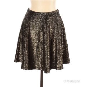 CREATURES OF COMFORT Bronze Metallic Mini Circle Skirt Skater Flared Large New‎